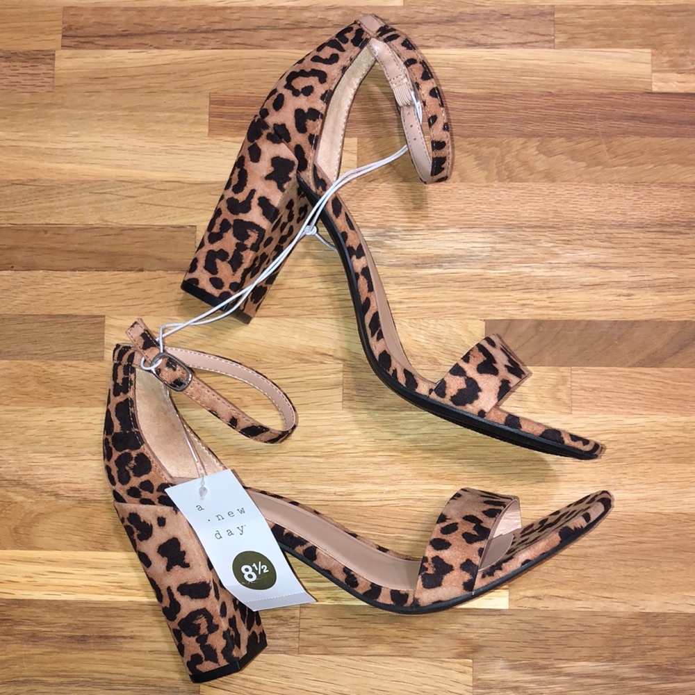 NWT Leopard Block Heels